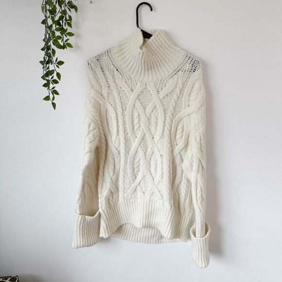 Citizens of Humanity Zola Aran Cable-Knit Chunky Turtleneck Sweater Sz XS/S - Picture 2 of 14